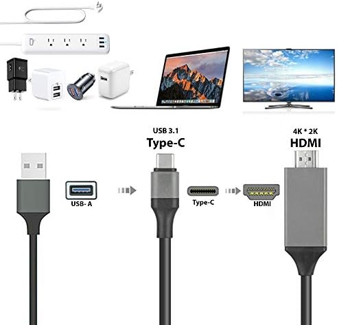 Pro USB-C HDMI תואם ל- Samsung Galaxy S22 Plus 5G ב 4K עם יציאת חשמל, כבל 6ft במלואו 2160p@60Hz, כבל