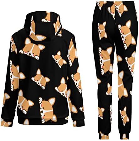 באיקוטואן חמוד כלב קורגי נשים של אימונית סטי 2 יחידות נים ספורט חולצות מכנסיים ריצה חליפות תלבושות