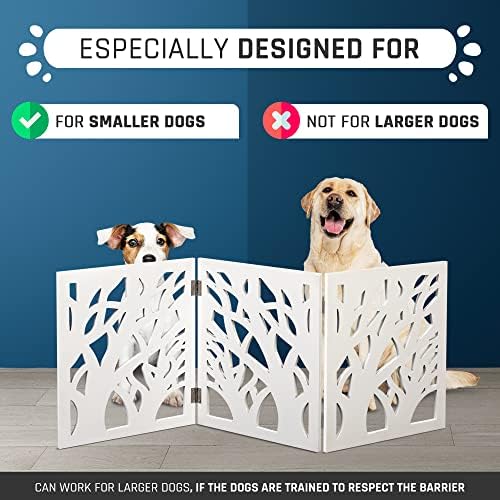 שער כלב בודד בונדלו גדר עץ דקורטיבית להרחבה לכלבים קטנים עד בינוניים, מחסום למדרגות, פתחים ומסדרונות