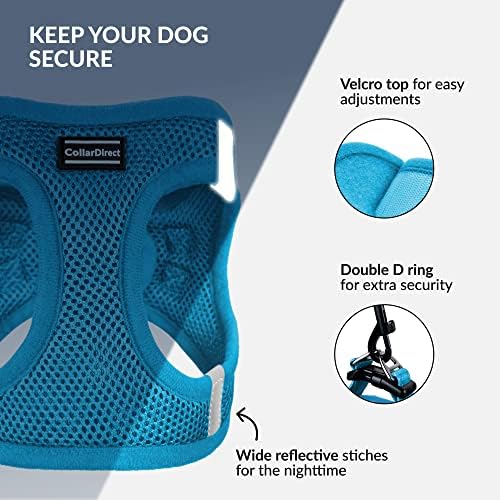 Collardirect Step -in רתמת כלבים רפלקטיבית - כל רשת אוויר מזג אוויר לכלבים קטנים ובינוניים קלים לכיבוי