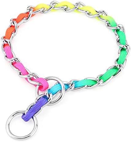 Mogoko Rainbow Show Collars and Leads לכלבים נירוסטה נירוסטה שרשרת חנק שרשרת צווארון מחליק צווארונים מרטינגייל