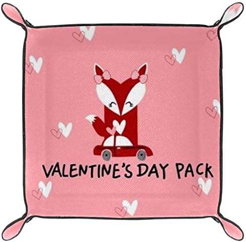 Lyetny Fox Fox Valentine Tray מגש אחסון קופסת מיטה מיטה לגברים שעון ארנק מפתח ומחזיק קוביות מטבעות, 20.5x20.5 סמ