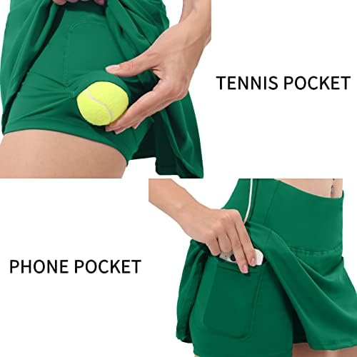 חצאית טניס קפלים עם רוזממטי מותניים גבוהים לנשים עם מכנסיים קצרים ספורט גולף ספורטיבי המריצה חצאיות