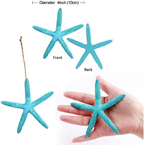 Ourwarm 30 pcs שרף כחול עיפרון אצבעות כוכבי כוכב אצבעות עם חבל קנבוס, כוכבי ים מלאכותיים בגודל 4 אינץ