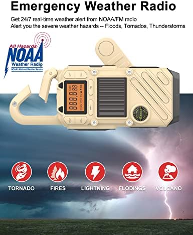 Talkies Walkie למבוגרים נטענים, מכשירי רדיו חירום של FM/NOAA עם התראות מזג אוויר, פנס LED ו- SOS