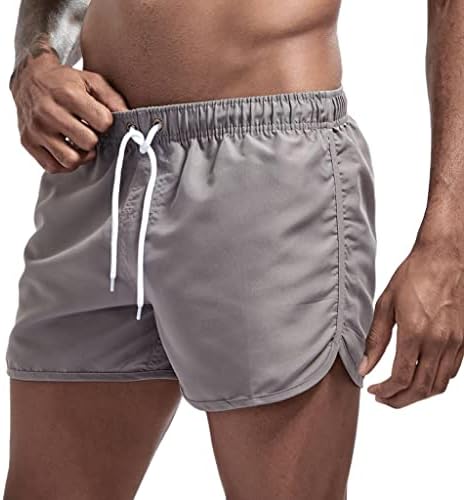 NYYBW מכנסי כושר לגברים מכנסיים קצרים מותניים אלסטיים - קיץ חוף מכנסיים אתלטים קצרים תחתונים אימונים