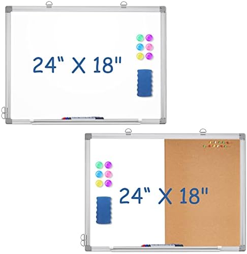 לוח שעם לוח לבן ולוח לבן מגנטי 24 על 18 אינץ ' לוח מחיקה יבש תלוי על קיר לוח