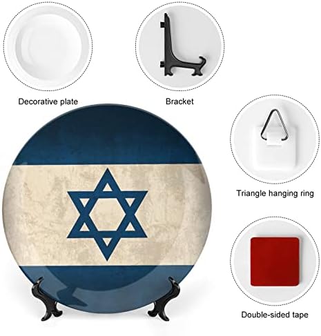 וינטג 'דגל ישראל עצם סין סין צלחת דקורטיבית צלחות קרמיקה עגול