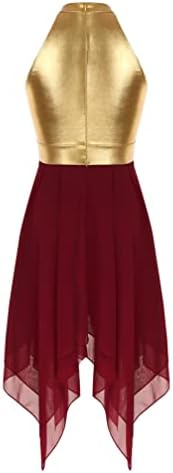 Vxuxlje לנשים ליטורגי לבגדי ריקוד צבע בלוק בלוק טוניקה שיפון שמלת ריקוד לירי לירית
