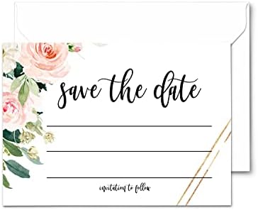 פרחוני חינני שמור את כרטיסי התאריך עם מעטפות אירועים מיוחדים הזמנה ריקה לחתונה, סיום לימודים, יום הולדת,