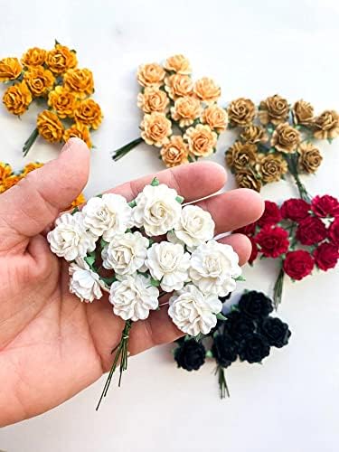 סט של 50 גוונים אדמתיים פרחי נייר תות - פרחי נייר - פרחים מלאכותיים - ורדים נייר