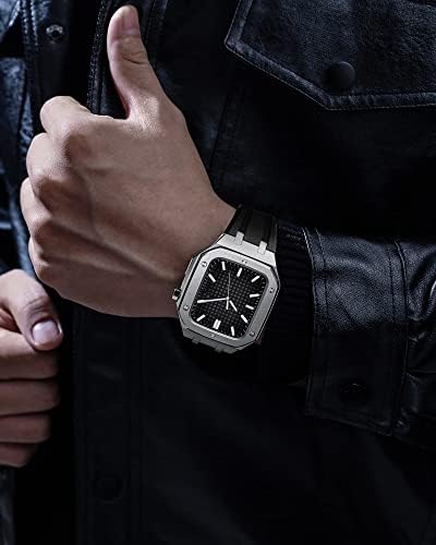 Zedevb עבור Apple Watch Band 44/45 ממ אביזרי ערכת מוד ， רצועת סיליקון החלפת