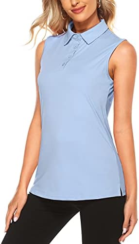 חולצות פולו ספורט של Koralhy נשים UPF50+ חולצות גולף ללא שרוולים נ 'צוואר 4 כפתור גופיות יבשות מהירות