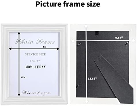 Momlkfday לבן 8x10 מסגרות תמונה - עץ מלא עם זכוכית בהגדרה גבוהה, מושלם לתליית שולחן או קיר -