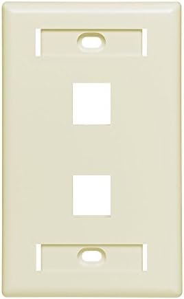 Leviton 42080-2IL 2-יציאה לכנופיה יחידה Quickport Wallplate עבור מחברים גדולים עם חלונות מזהים, שנהב,