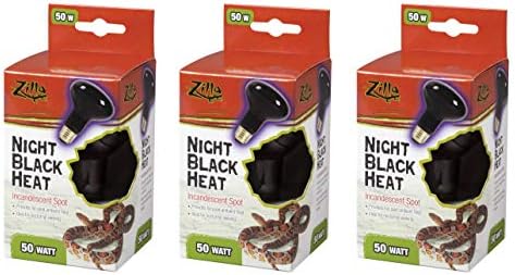 חפיסת Zilla 3 של נורות ספוט ליבון חום שחור, 50 וואט, מנורות חום לילה זוחלים