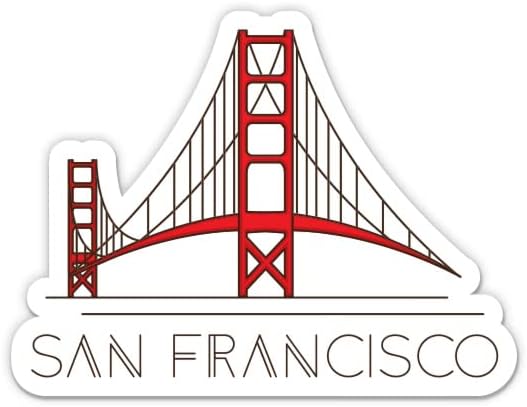 גשר שער הזהב של סן פרנסיסקו קליפורניה - מדבקת ויניל 3 - לטלפון בקבוק מים מחשב נייד - מדבקות אטומות