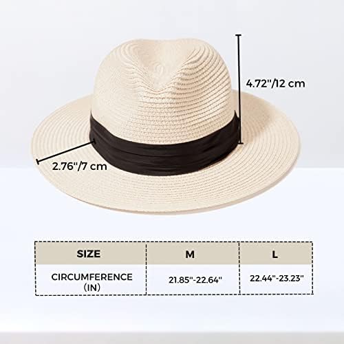 פנמה קש כובע לנשים רחב ברים קיץ קש כובע קלאסי שמש כובע עבור חוף גבירותיי מתקפל פדורה כובע עד 50+