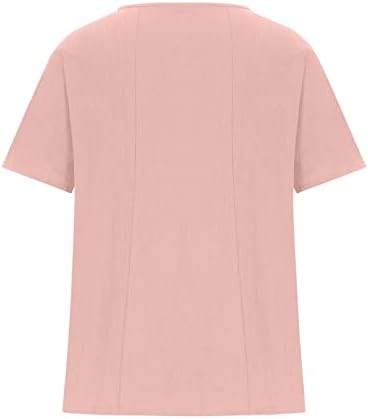 קיץ כותנה פשתן חולצה לנשים 2023 מזדמן רופף קצר שרוול צווארון עגול חולצות חמוד פרחוני גרפי בתוספת גודל
