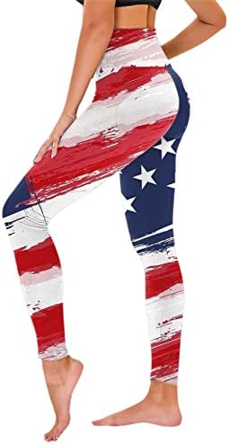 מכנסי שרירי הבטן יום העצמאות לנשים אמריקאיות 4 ביולי חותלות הדפסת מכנסיים ליוגה ריצת פילאטיס תחרה