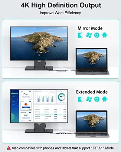 UoeOS USB C ל- HDMI Mult-Port Hub, מיני USB C Hub 3 במתאם אחד עם 4K HDMI, PD 100W טעינה מהירה, יציאת