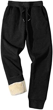 מכנסי צמר חורף של Faskunoie של גברים משקל כבד משקל כבד שרפה מרופדת מכנסי טרנינג מפעילים מכנסי רץ עם כיסים
