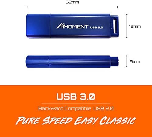 MMOMENT MU37 32GB USB 3.0 כונן הבזק, קרא מהירות עד 90MB/S, כחול מט עם כובע הגנה