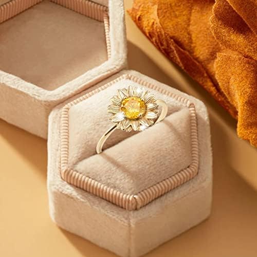 2023 אישיות חיננית חמנית חמניות זירקון טבעת פרח מתוקה טבעת טבעת בת טבעות עם חרוזים טבעות מסתובבות מתנות