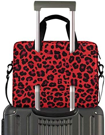 Alaza Red Leopard Print Cheetah Cheetah Case Case שקית שרוול נייד מסנג'ר Messenger Messenger עם ידית