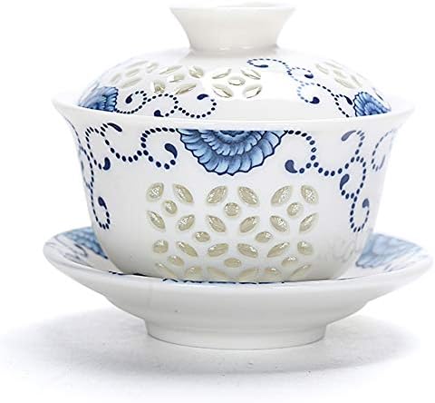 Ceramic Ceramic Gai Wan Cup, Gaiwan לטקס תה סיני מסורתי גונג פו כדי לחלוט שקיות אולונג רופפות או פרח GW-W5