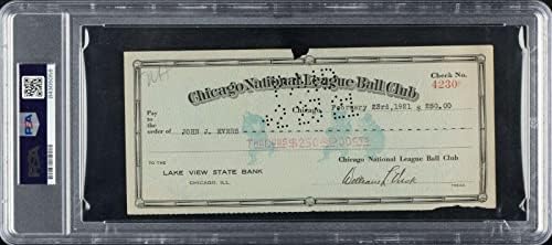ג 'וני אוורס חתם ב - 1921 על צ' ק שכר של שיקגו קאבס