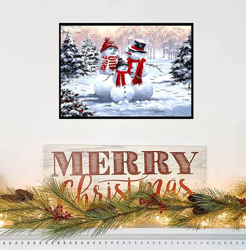 ערכות ציור יהלומים של Snowman, ערכת אמנות יהלום חורפית למבוגרים, 5d נקודות יהלום חג המולד נקודות מקדחה מלא