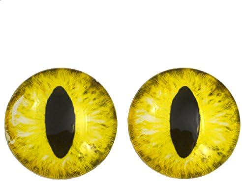עיני זכוכית חתול של 40 ממ בדרקון פנטזיה צהוב עבור פסלי בובות או תכשיטים ייצור סט של 2