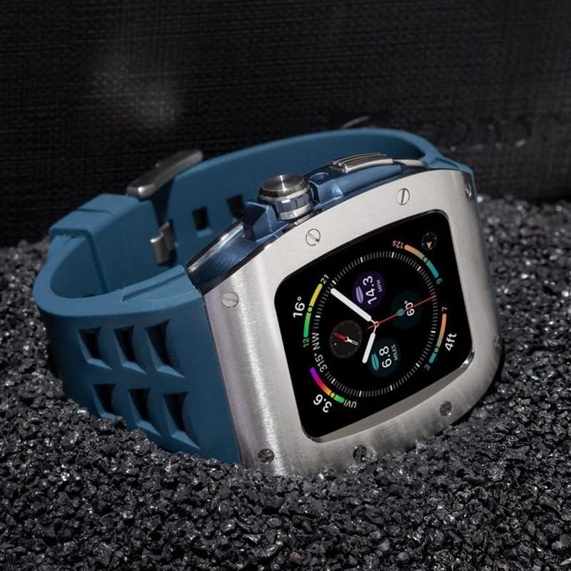 רצועת מארז מתכת יוקרתית של Dyizu עבור Apple Watch 8 7 44 ממ 45 ממ סט סיליקון סט לסדרה IWatch 8 7 6 5 4 גברים