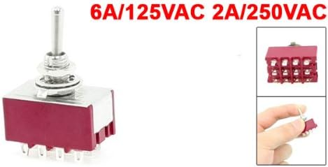 UXCELL A13060600UX0374 6A/125VAC 2A/250VAC 12 PIN 4PDT ON/ON 2 מיקום MINI MTS-402 מתג TOGGLE