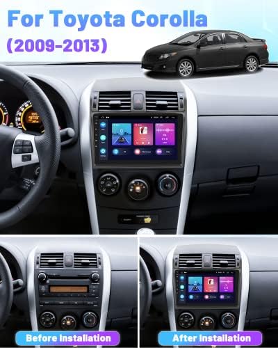 סטריאו לרכב 2+32 ג 'יגה-בייט לטויוטה קורולה 2009-2013, מסך מגע 9 אינץ' אנדרואיד 11 רדיו לרכב עם אפל