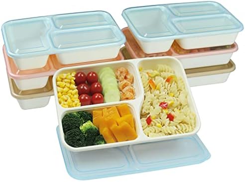 Onanuto 6 PCS קופסת ארוחת צהריים בנטו, מכולות צהריים לילדים הניתנים לערימה - 3 תא, מיכלי הכנת