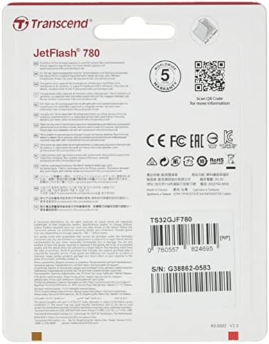 התעלה על 32 ג'יגה -בייט Jetflash 780 כונן הבזק USB 3.0, שחור