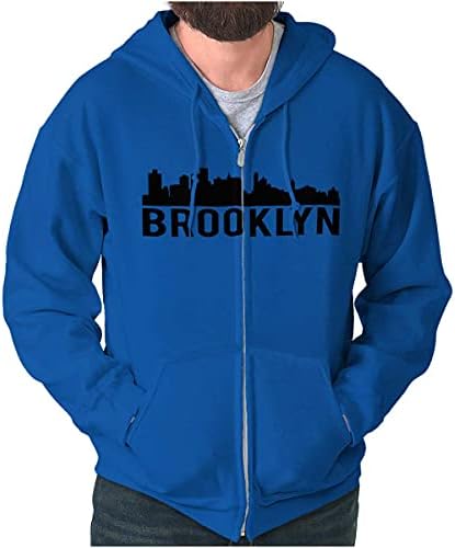 Brisco Brands Brooklyn NYC Skyline New York City NY Zip Up Hoodie Mens Womens