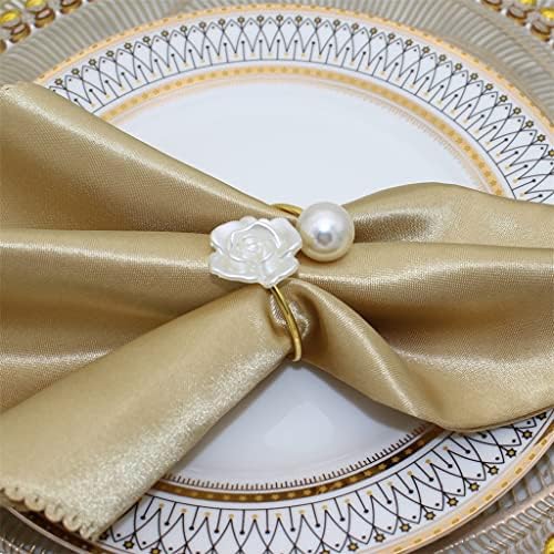 DHTDVD מפית טבעת פרח פרח פנינה עיצוב מגבת מפיות מחזיקי אבזרי אבזם מפלגת ארוחת ערב לחתונה קישוט