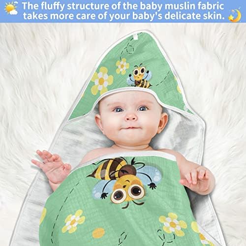 VVFELIXL מגבת ברדס לתינוק דבורה דבורה סופגת מגבות לתינוקות כותנה מגבת רחצה רכה לתינוק, פעוט 35x35in