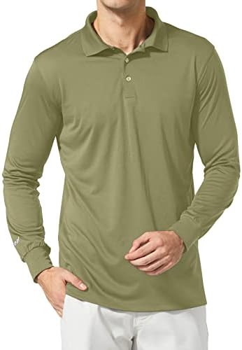חולצת פולו לגברים בלף חולצת גולף שרוול ארוך UPF 50 הגנה על שמש יבש מהיר לטניס חולצת ביצועים קלה