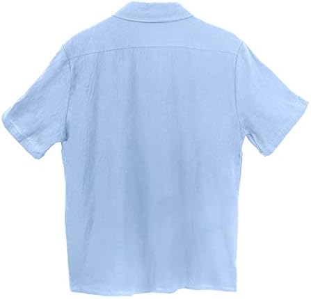 שרוול קצר שרוול קצר שרוול כותנה פשתן חולצות קיץ כפתור מזדמן למטה בצבע אחיד חולצות חולצות עם כיס חזה