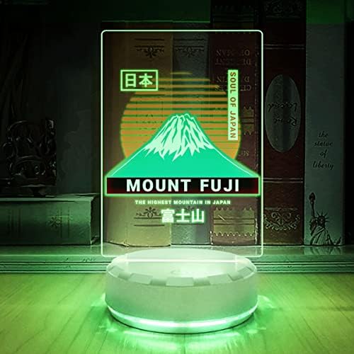 יפן הר פוג'י שלט LED, תצוגת אור נוף, תפאורה לחדר שינה בחדר ביתי, אור לילה, מנורת אקרילית, מתנה חובבת נסיעות