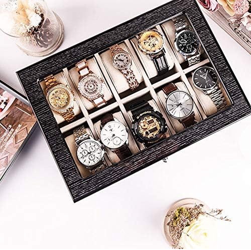 QTT קופסת תכשיטים צבע פסנתר צבע מעץ מלא קופסת שעון 10 אוסף שעון מכני תצוג