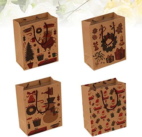 דויטול 8 יחידות שקיות מתנת נייר קראפט לחג המולד קריקטורה ניידת שקית אחסון תיק יד ליין בגד (דפוס אקראי