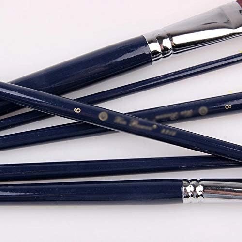 פלויינם 6 יחידות/סט עץ עץ צבע צבעי עט עט אמן צבע מברשת ניילון שיער כחול כהה ידית עץ רב מטרה