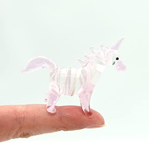 סנסוקג'אי חד קרן פסלונים קטנטנים בעלי חיים מפוארים ביד מפוצצת אמנות זכוכית מתנה אספנית מתנה ביתית