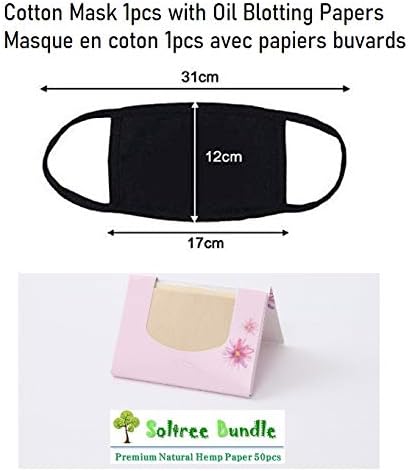 תוצרת קוריאה יוניסקס קפופ מסכת בסיסי שחור כותנה פנים פה מסכה + סולטריבונדל שמן סופג נייר 50 יחידות