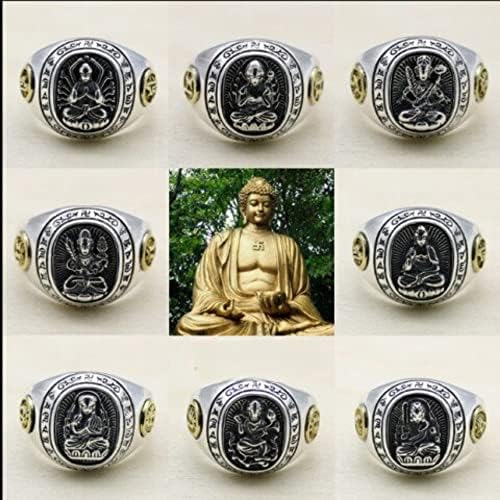 ברייטווין רטרו שמונה פטרונים של גברים ונשים נשלפים תכשיטים טבעת גלגל המזלות טבעת בודהה